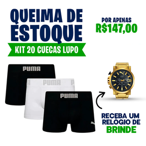 KIT 20 CUECAS PUMA + RELÓGIO DE BRINDE [SOMENTE HOJE🔥]