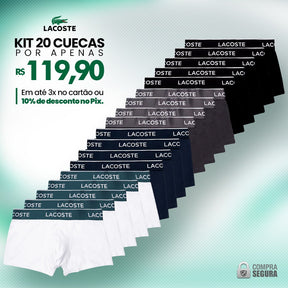 Kit 20 Cuecas Boxer LACOSTE  [SUPER PROMOÇÃO]